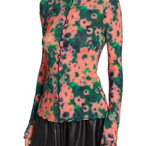 Proenza Schouler Multicolor Floral Mesh Blouse